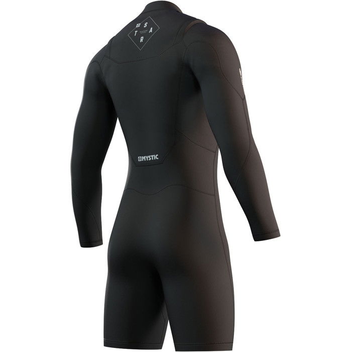 2024 Mystic Mens Star 3/2mm Long Sleeve Chest Zip Shorty Wetsuit 210308 - Black